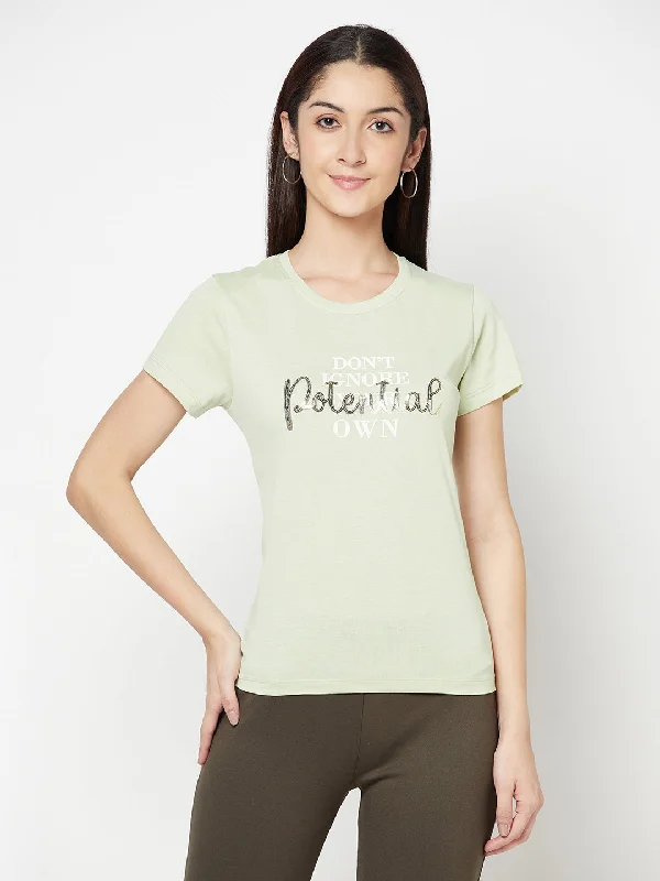 Cantabil Women's Light Green T-Shirts