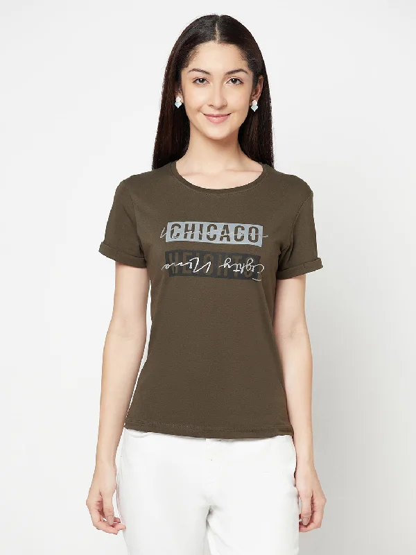 Cantabil Women's Olive T-Shirts