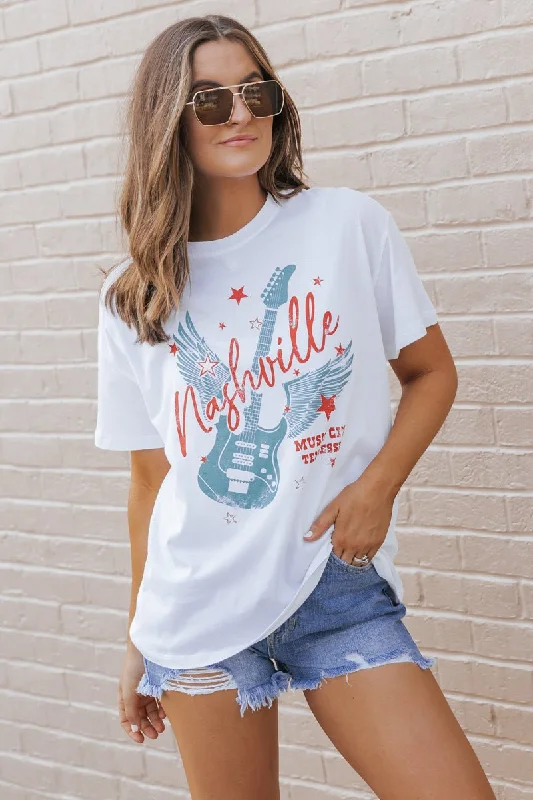 White Nashville Music City Graphic Tee