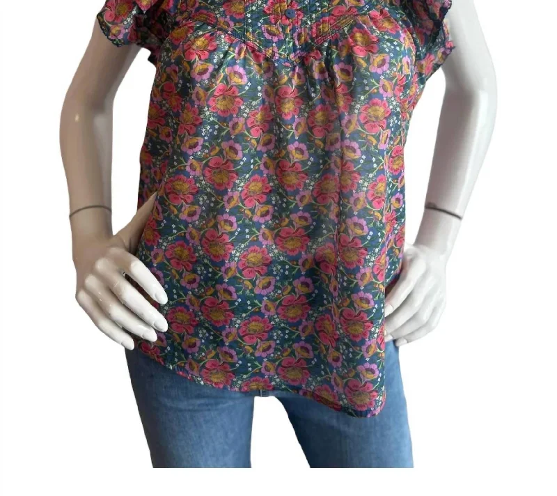 Aluna Floral Frill Blouse In Carnival