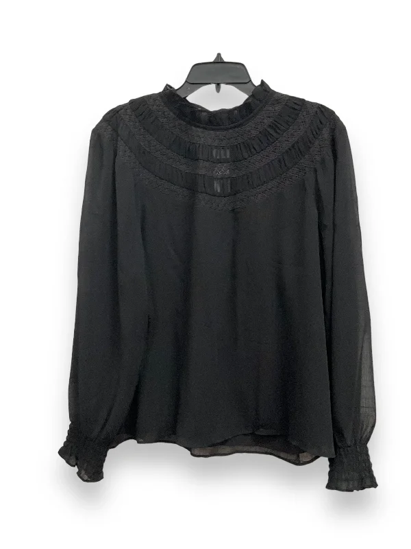 Black Blouse Long Sleeve Ann Taylor, Size Xl