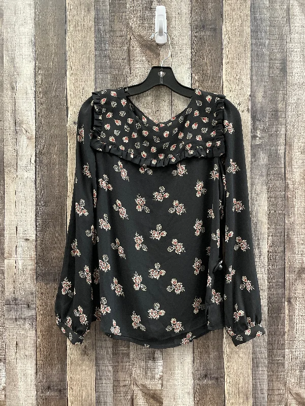 Black Blouse Long Sleeve Loft, Size S