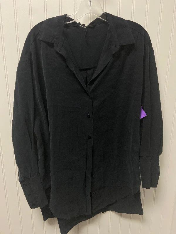 Black Blouse Long Sleeve Zara, Size Xs