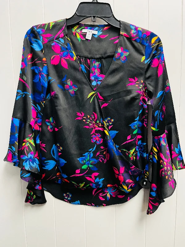 Black & Pink Blouse Long Sleeve Bar Iii, Size Xs