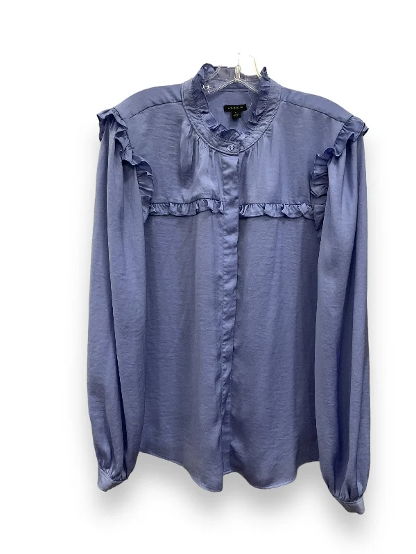 Blue Blouse Long Sleeve Ann Taylor, Size Xl