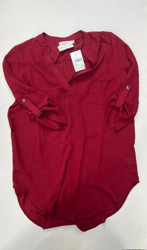 Burgundy Blouse Long Sleeve Lush NWT, Size S