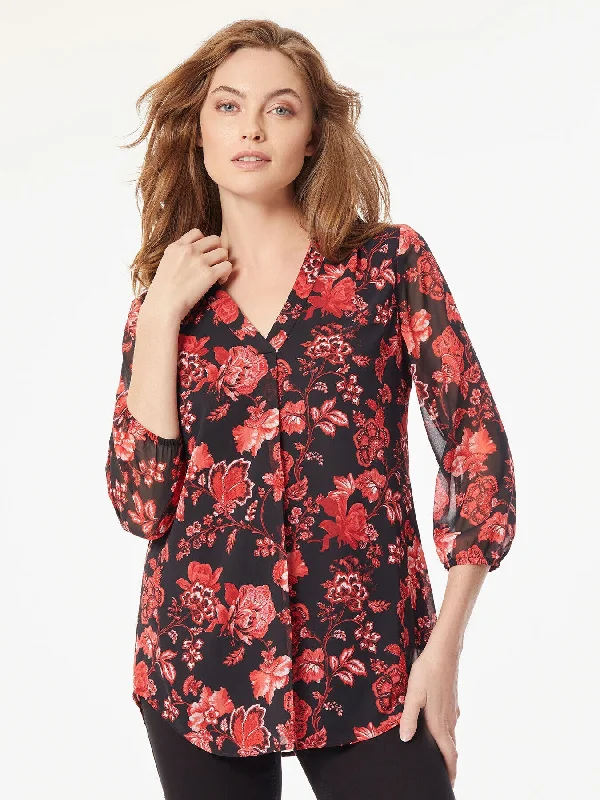 Chiffon V-Neck Kelly Blouse