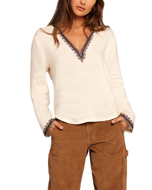 Current/Elliott The Dreamy Linen-Blend Blouse