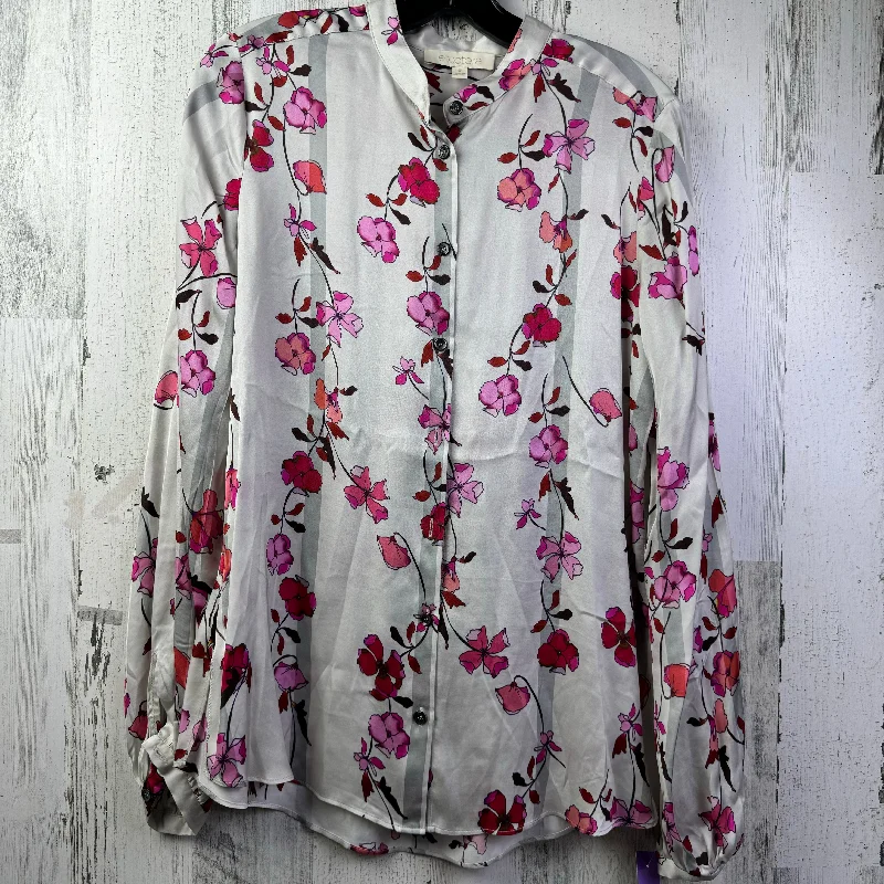 Floral Print Blouse Long Sleeve Etcetra, Size M