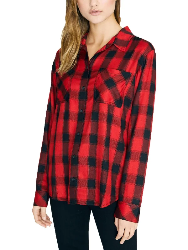 New Generation Womens Plaid Boyfriend Blouse