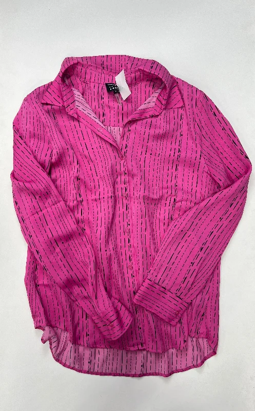 Pink Blouse Long Sleeve David Lerner, Size L