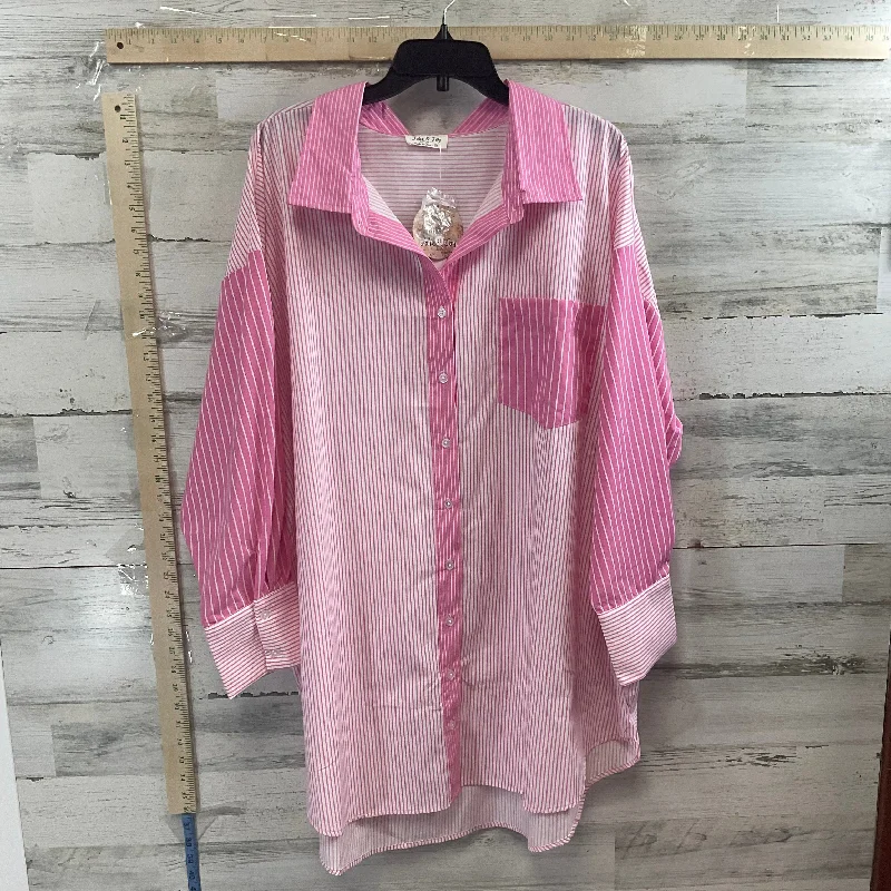 Pink & White Blouse Long Sleeve JOLIE & JOY, Size 3x