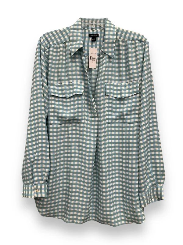 Plaid Pattern Blouse Long Sleeve Ann Taylor, Size Xl