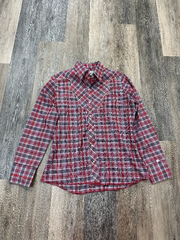 Plaid Pattern Blouse Long Sleeve Wrangler, Size S