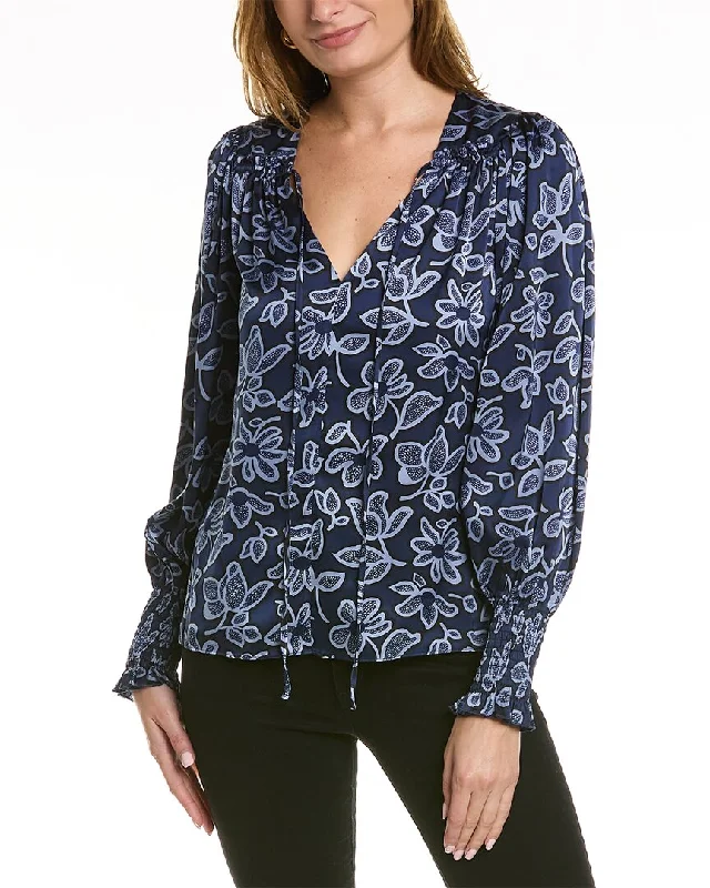 Rebecca Taylor Vera Fleur Tie-Front Blouse