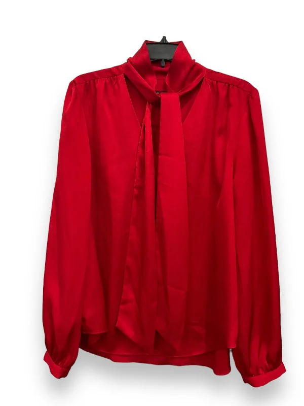 Red Blouse Long Sleeve Ann Taylor, Size Xl