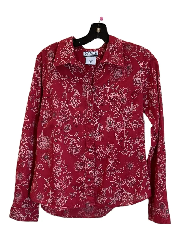 Red Blouse Long Sleeve Columbia, Size M