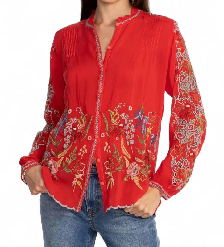 Ruelle Blouse In Mars Red