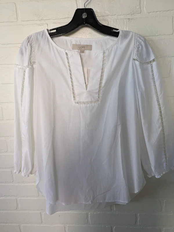 White Blouse 3/4 Sleeve Loft, Size Xs