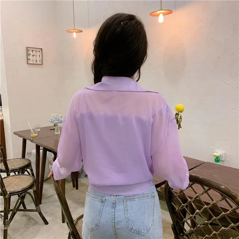 Women's Casual Long Sleeved Sheer Chiffon Shirts