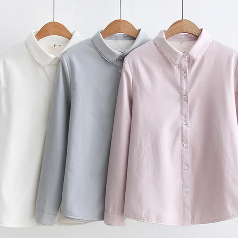 Women's Casual Pure Color Autumn And Winter Shirts 