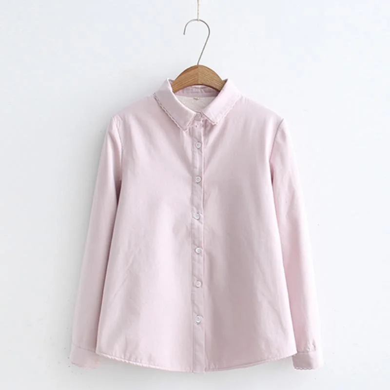 Women's Casual Pure Color Autumn And Winter Shirts 