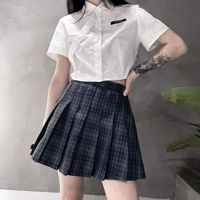 Women's Kawaii Strap Midriff White Shirts