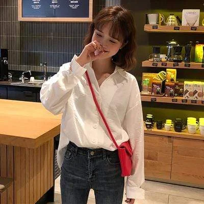 Women's Kawaii Single-breasted Pure Color Shirts