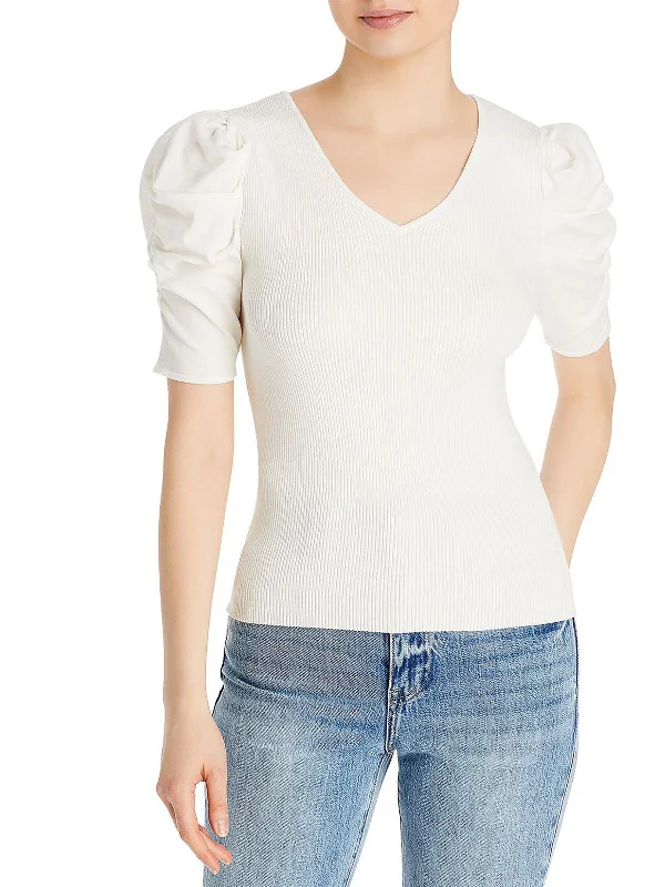 Womens Knit Shirred Blouse