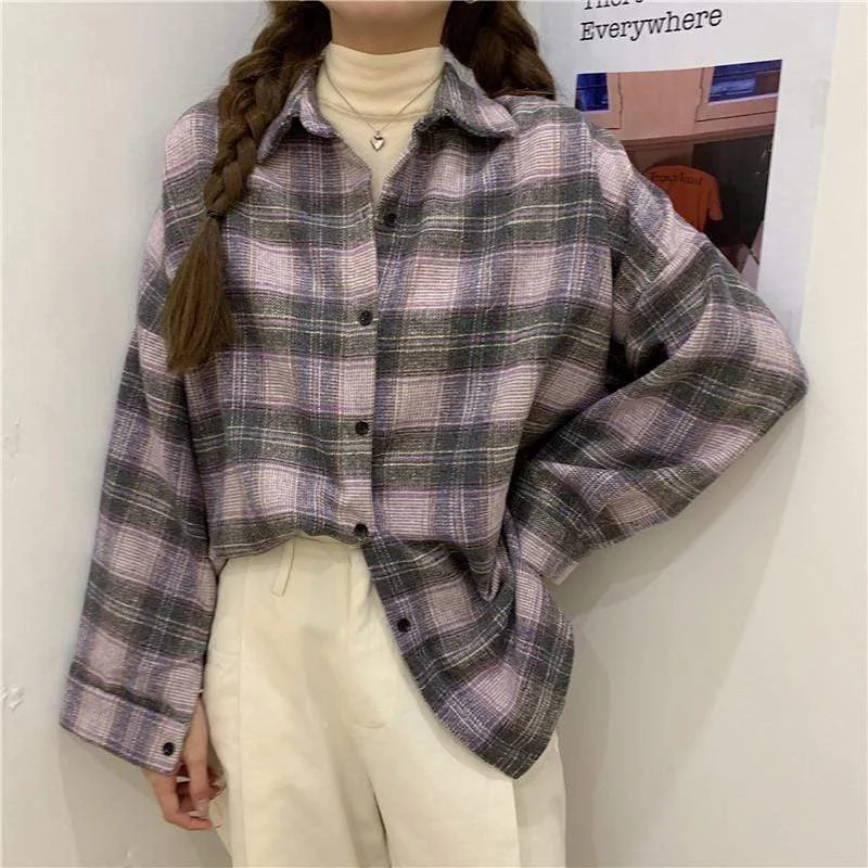 Women's Korean Fashion Plaid Shirts