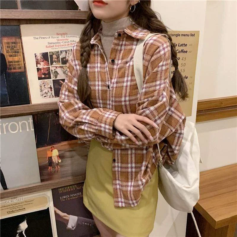 Women's Korean Fashion Plaid Shirts