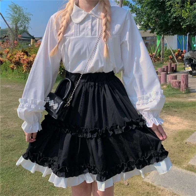 Women's Lolita Peter Pan Collar Long Sleeved Shirt