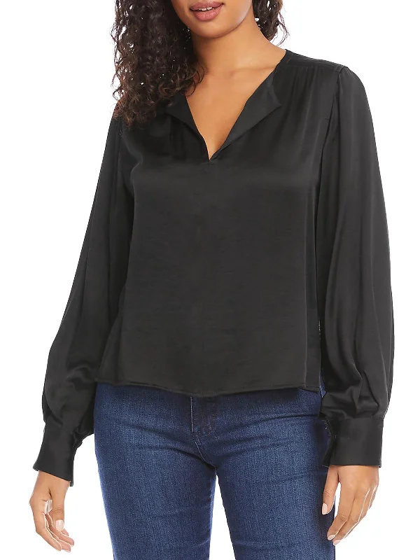 Womens Satin Split Neck Blouse