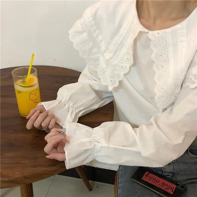 Women's Sweet  Lace Peter Pan Collar Shirts