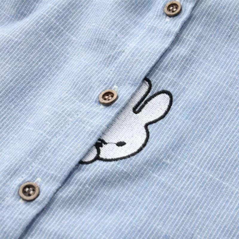 Women's Sweet Miffy And Carrot Embroidered Single-breasted Shirts