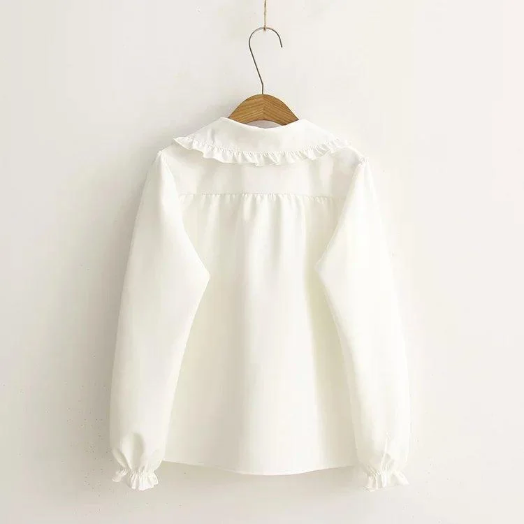 Women's Sweet Peter Pan Collar Bowknot White Shirts 