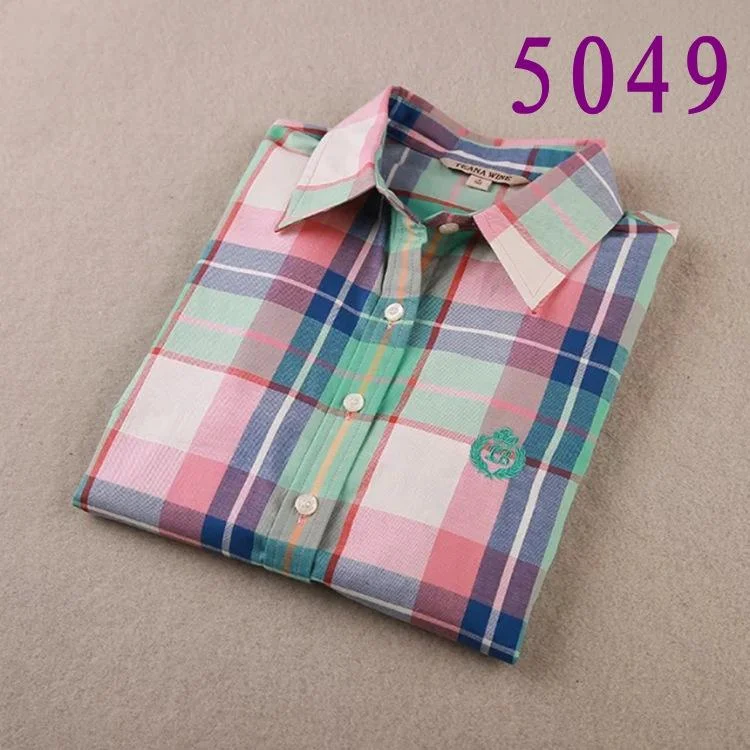 Women's Sweet POLO Collar Single-breasted Plaid  Shirts