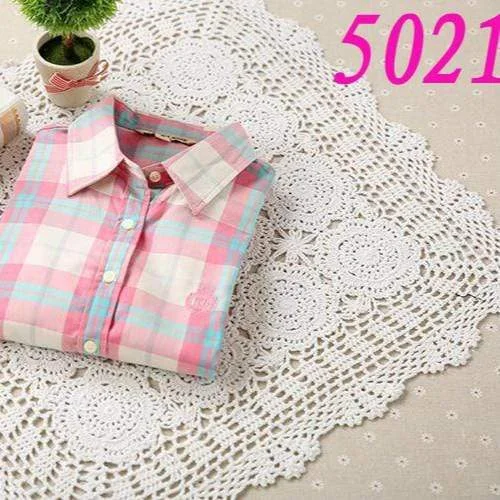 Women's Sweet POLO Collar Single-breasted Plaid  Shirts