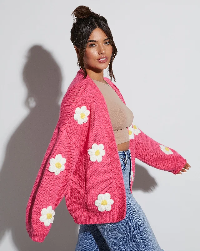 Fallen Daisy Oversized Knit Cardigan