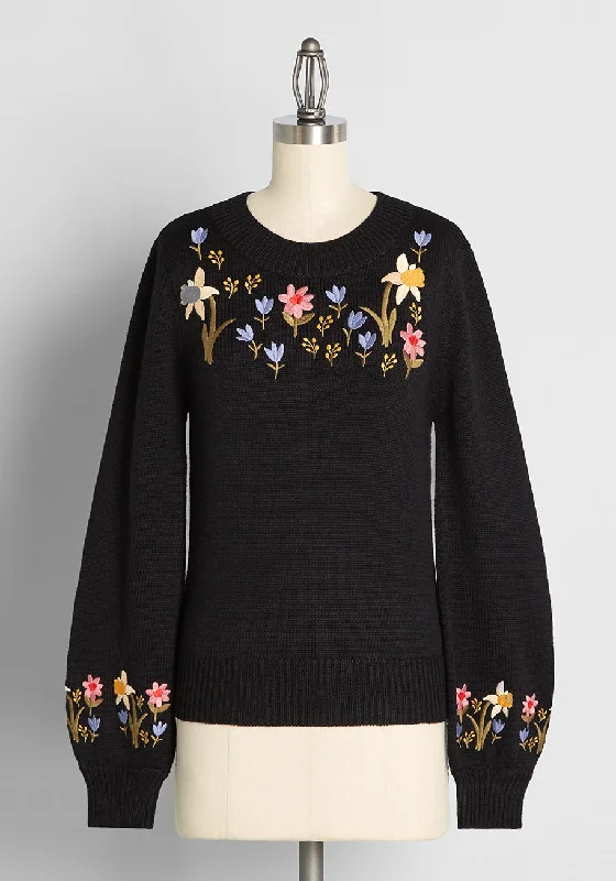 Garden Graces Embroidered Sweater