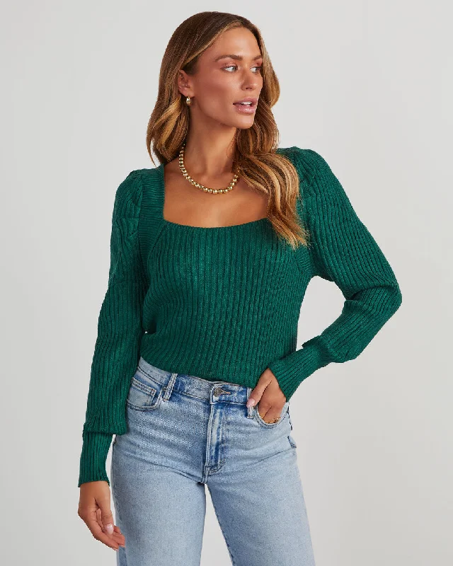 Gates Square Neck Ribbed Sweater