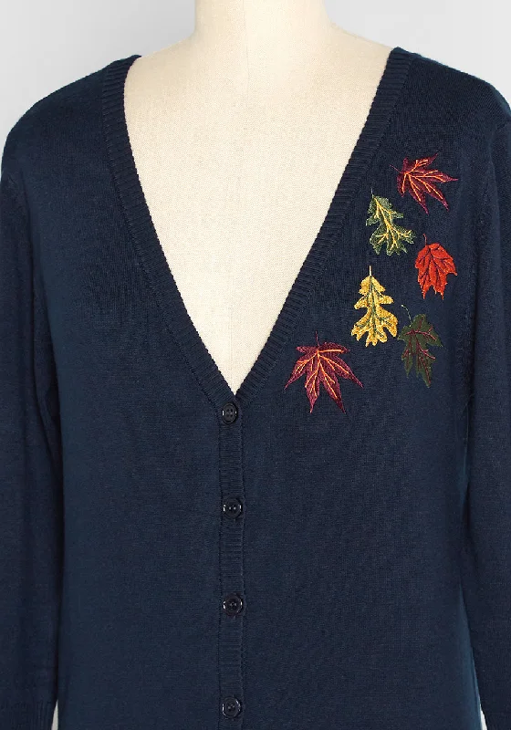 Leafing Yesterday Behind Embroidered Cardigan