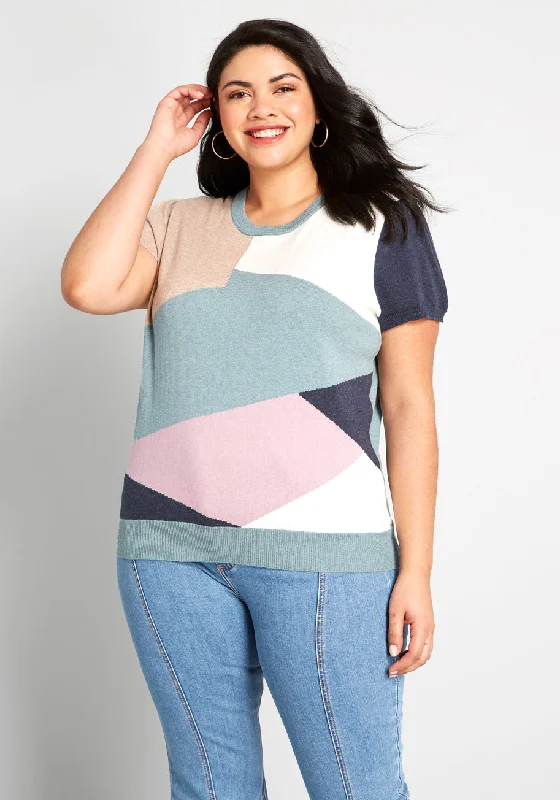 Masterful Mosaic Short Sleeve Sweater