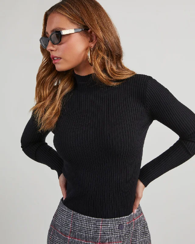 Naomi Ribbed Mock Neck Long Sleeve Top