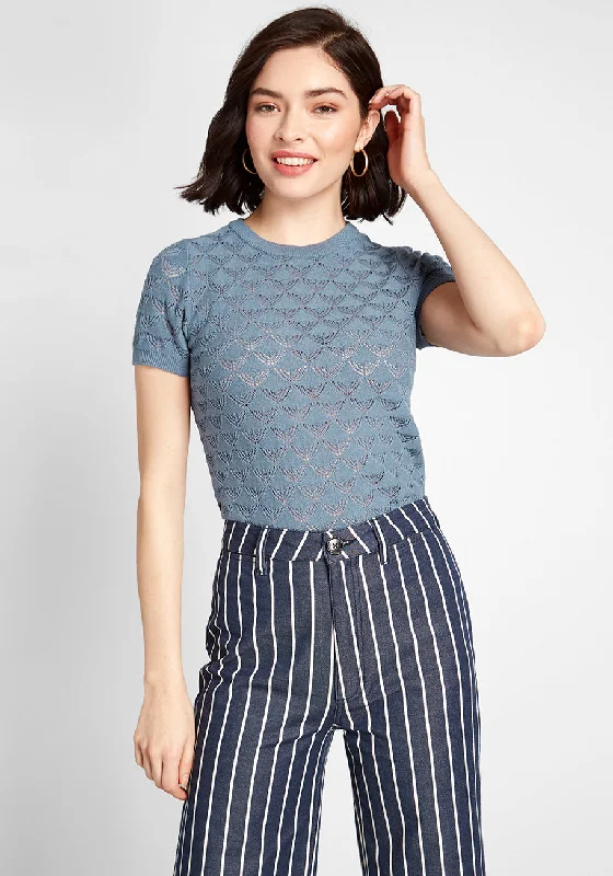 Pointelle Taken Short Sleeve Sweater