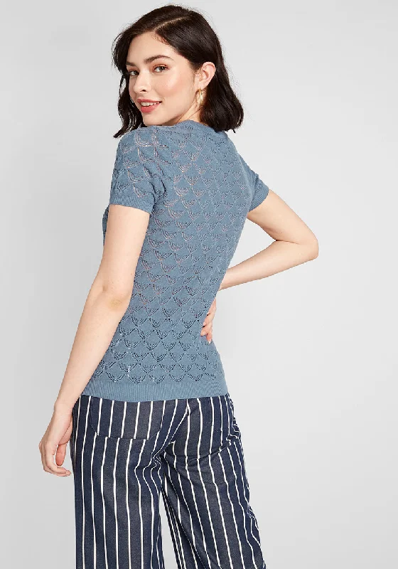 Pointelle Taken Short Sleeve Sweater