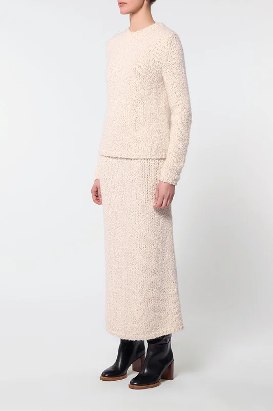 Abrams Knit Sweater in Ivory Cashmere Boucle