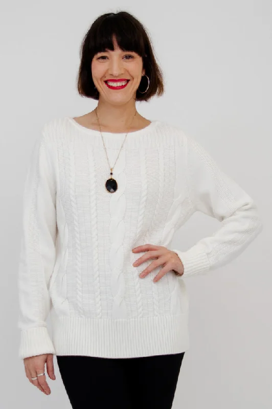 Cora Sweater, White, Cotton