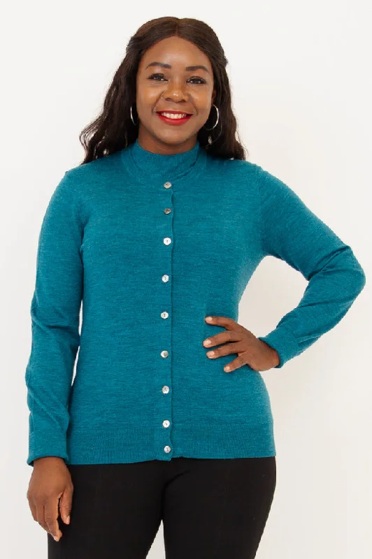 Kitten Cardigan, Teal, Merino Wool