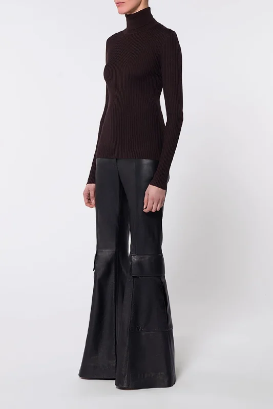 Peppe Knit Turtleneck in Chocolate Cashmere Silk